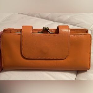 Hobo Orange Leather/ Wristlet Clutch